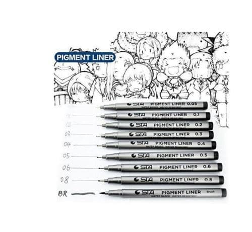 [LCS] Fineliner Penne 9 Fine Spids Sorte Filtpenne Kompatible med Tegning, Kontor