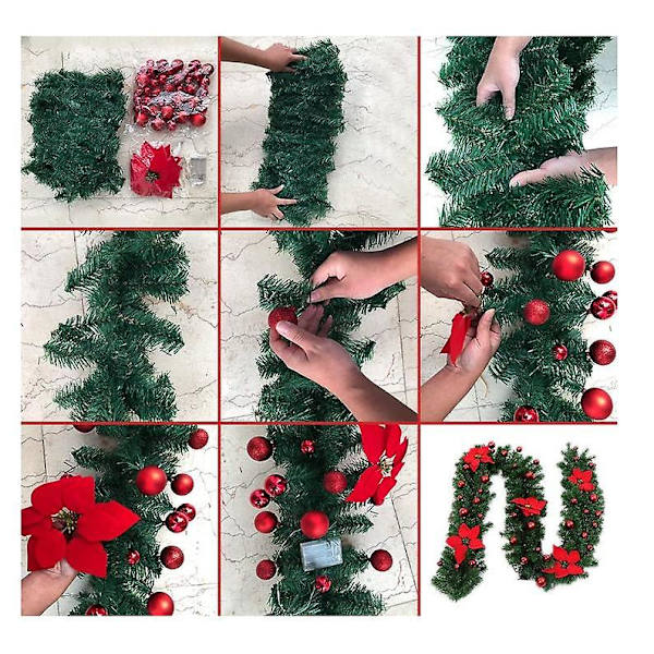 LED 2,7 m Jule Cane Garland Hage Hjem Juledekorasjoner sliver