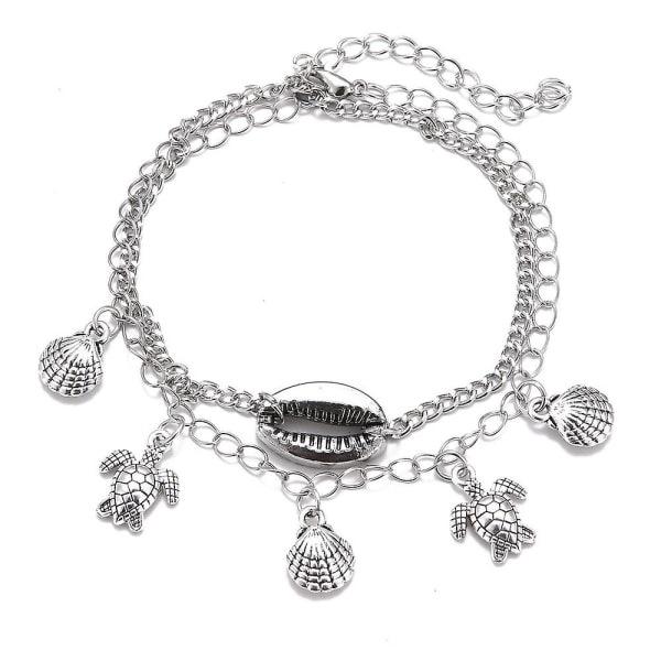 Chip Trip New Beach Lady Tortoise Scallop Shell Pendant Anklet A SILVER