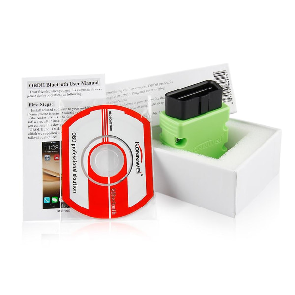 Elm327 V1.5 Bluetooth-kompatibel Kw902 Obd2 Elm 327 V 1.5 Obd 2 Bil Diagnostikverktyg Scanner Äkta V1.5 Elm327 På Android Green