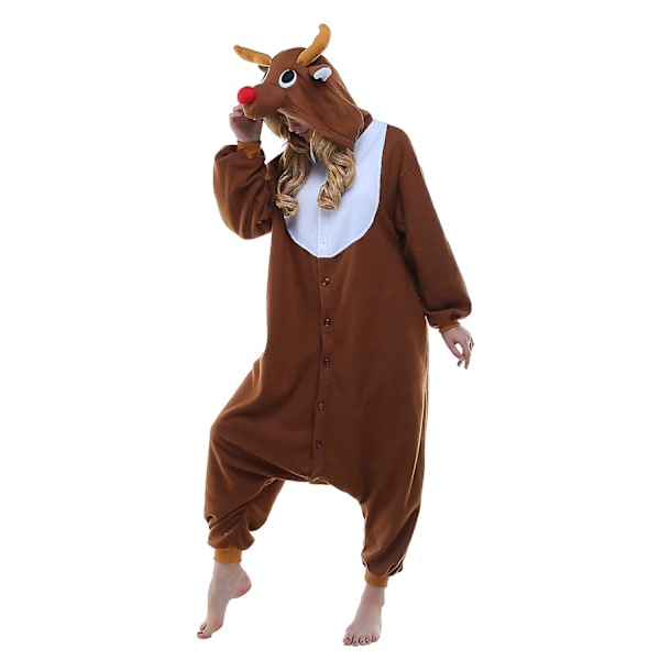 Reedca Totoro Aikuisten Onesie Halloween Cosplay Asut Anime Pyjamat Yhteensopiva Naisten Ja Tyttöjen Kanssa, napitus Deer2 M