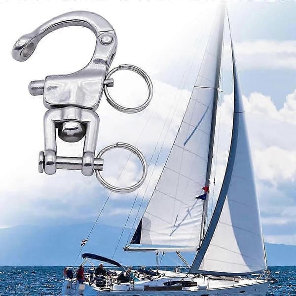 4PCS 316 Rostfritt Stål Svivel Snabbkoppling Schackel med Klyka kompatibel med Segling Fall, Båtrigg Silver