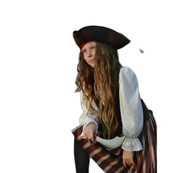 Flickor Elis Piratkapten Cosplay Kostym Barn Halloween Purim Karneval Festklänning Pirates Of The Caribbean Kapten Kläder S Pink S