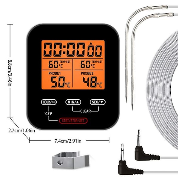 Elektronisk Kötttermometer för Ugn, Grill, Barbecue black