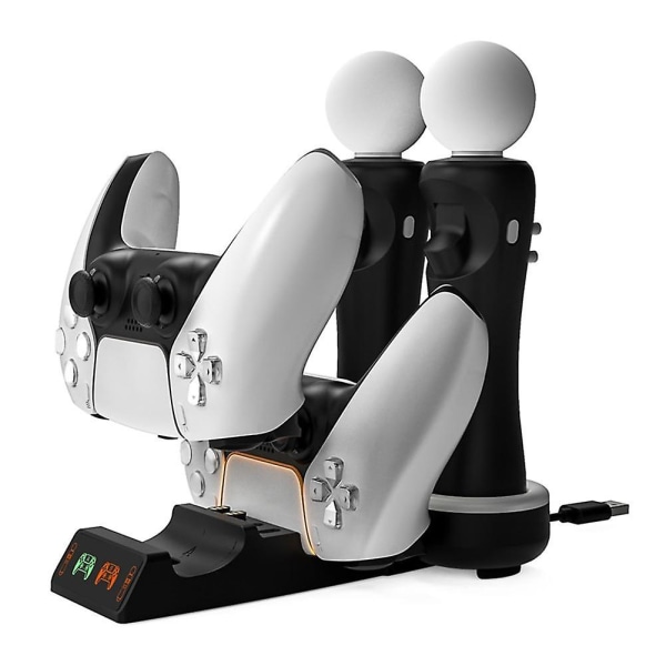 För ps5 portabel 4 i 1 ps5 handkontroll laddningsstation docka ps4 psvr vr move laddningsställ för ps move handkontroller tillbehör