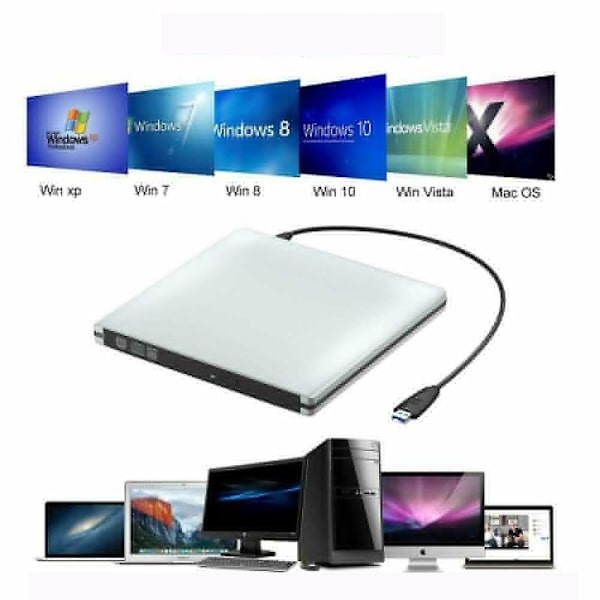 Extern USB 3.0 DVD CD-brännare Läsare Spelare För Laptop PC
