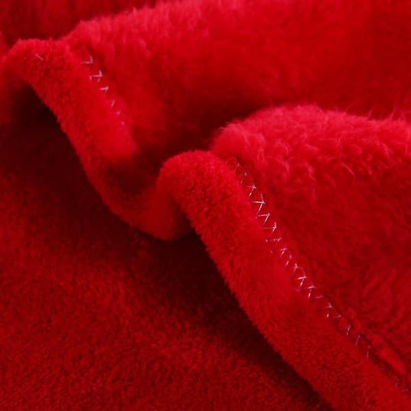 [LCS] Fire årstider teppe Korallfleece ensfarget fleeceteppe Mykt hjemmeteppe red 150x200cm