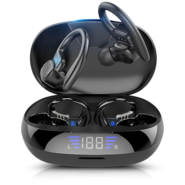 Svarta vv2 trådlösa bluetooth-hörlurar dubbel-öra touch-kontrollerade
