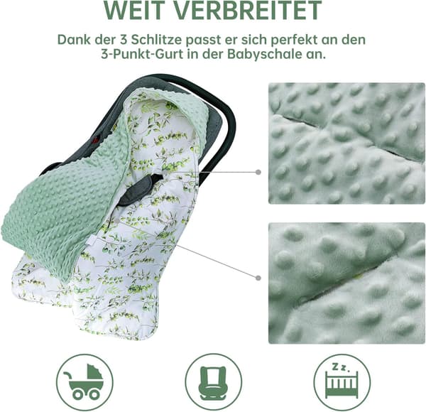 Babyteppe bilstol sovepose 90x90 cm mykt teppe