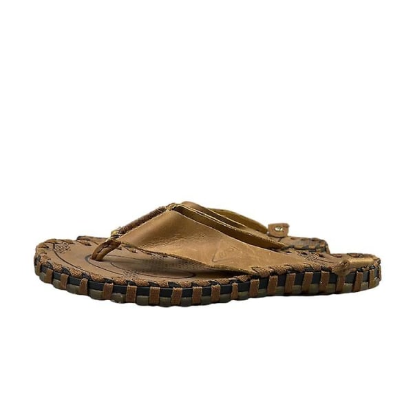 Män Läder Top Layer Kohud Beach Shoes Halkfria sandaler 38