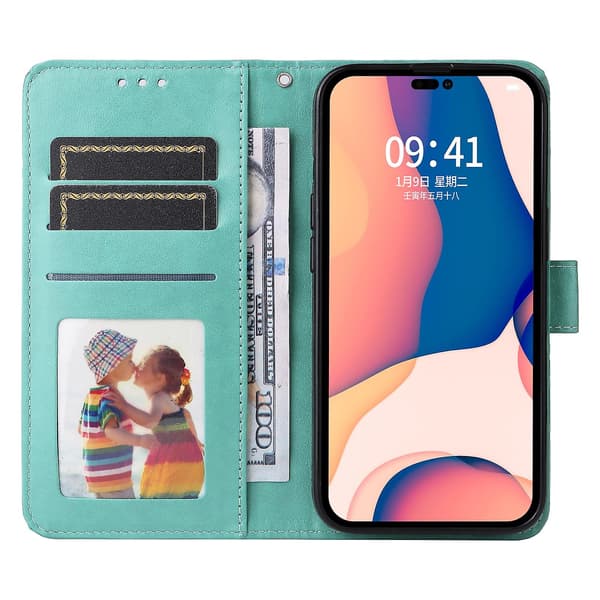 Nahkainen puhelinkotelo iPhone 14 Pro Maxille Green