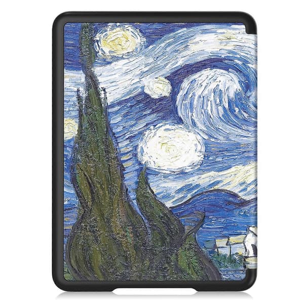 Ensfarvet læderetui til Kindle 12. generation 2024 Starry Sky