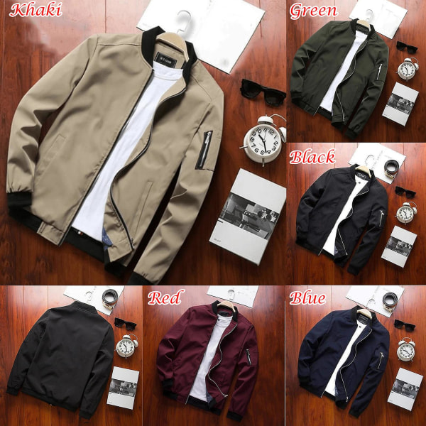 Flight Bomberjacka Mode Casual Dragkedja Trendiga Jackor Kappa Herr Khaki 6XL