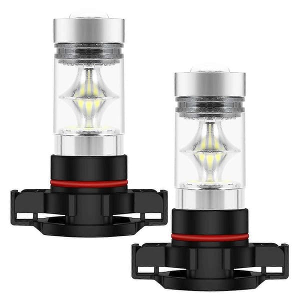 2x 5202 H16 PS24w Høyeffekt 100w 6000k Superhvit Led Tåkepære