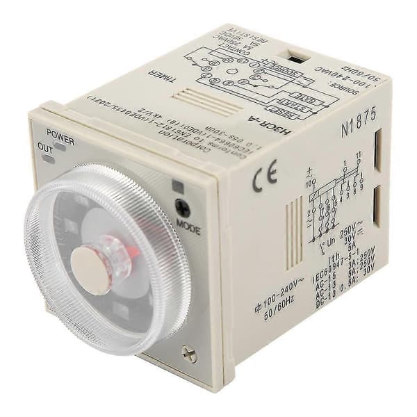 Fördröjningstimerrelä-H3CR-A Fördröjningstimerrelä 0,5S-300H Rattkontroll Timerrelä 11-stift 100-240VAC 100-125VDC