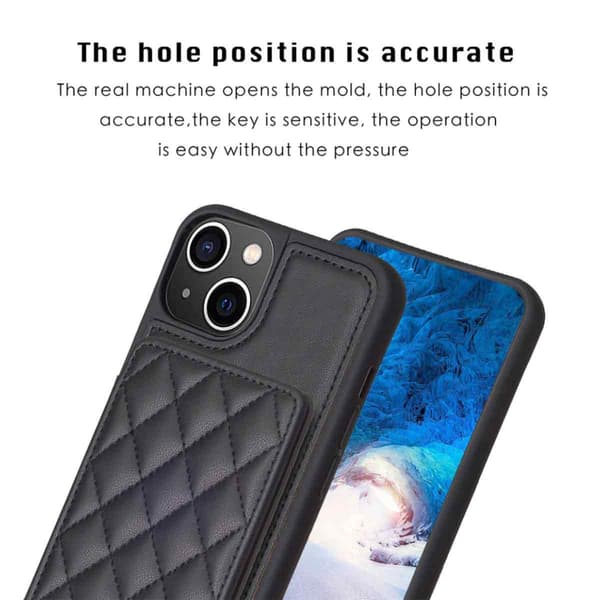 [LCS]SKALO iPhone 15 Quiltet Etui med Pung - Sort