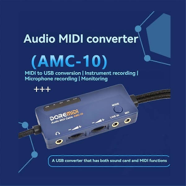 [LCS]-10 USB Audio MIDI Kabelkonverter Dobbeltfunktion Lydkort og MIDI-interface Plug and Play
