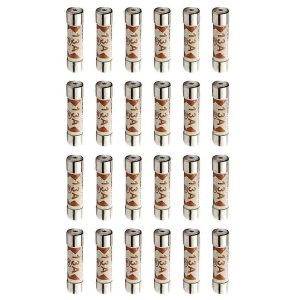 25 stk. britiske 13A husholdningssikringer til stikprop, 13amp patron-sikring Multicolor