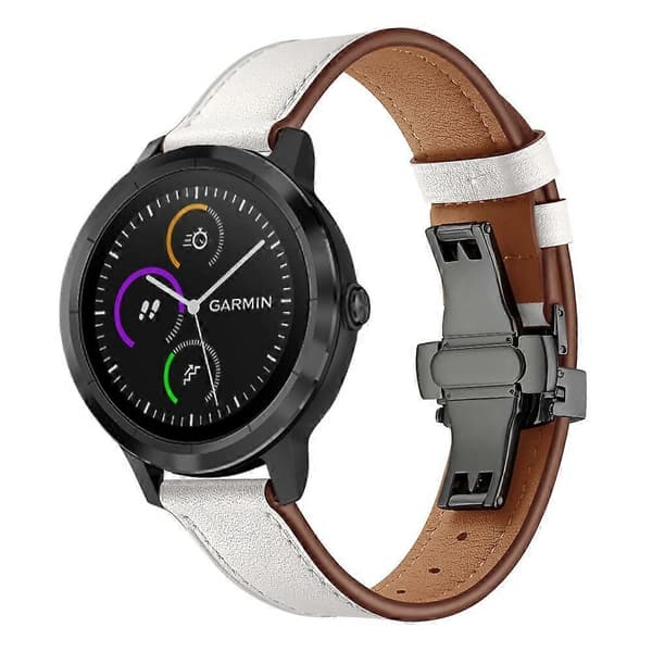 20 mm Top-lagdelt okselæder ægte læder urrem erstatning til Garmin Vivoactive 3 Vivom Multicolor Black+White