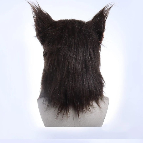 Anime Varulvsmask Djur Varg Realistisk Cosplay Latexmask Hal Brown