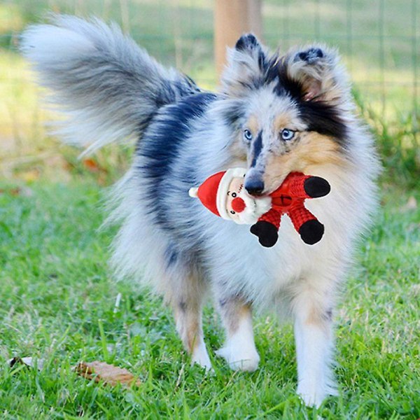 Jul Bit Ljud Söt Jultomte Älg Plyschleksak För Hund Interaktiv Snowman