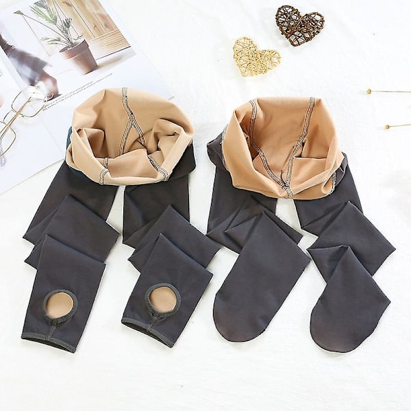Vinter Varme Strømpebukser Naturlig Hudfarve Leggings Slanke Elastiske Tights Til Kvinder Udendørs Nye Black Skin With Feet 300g