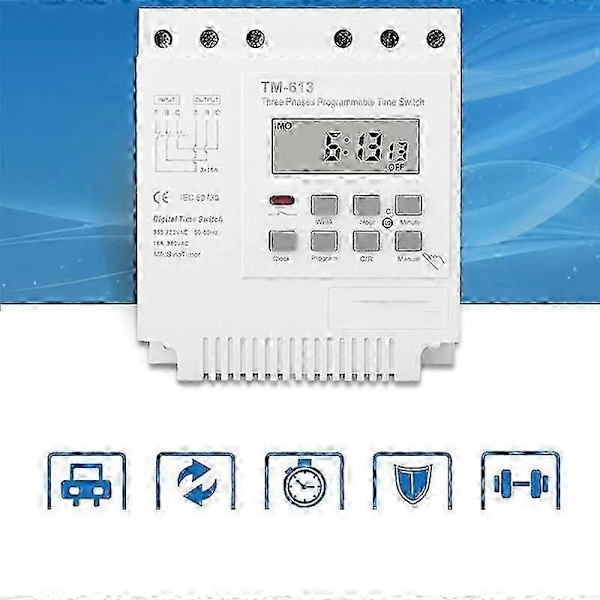 [LCS] 3-fas 380V 415V programmerbar timer med bakgrundsbelysning - Digital display