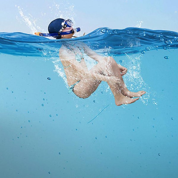 Mode barn simglasögon med snorkel Undervattenssport Pojkar Flickor Barn Dykglas Deep Blue