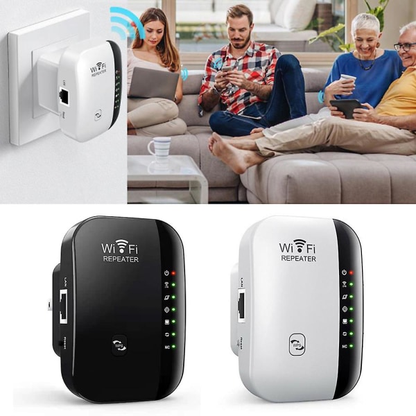 WiFi Signalforsterker Repeater Extender Range Booster Internett Nettverk Forsteker White