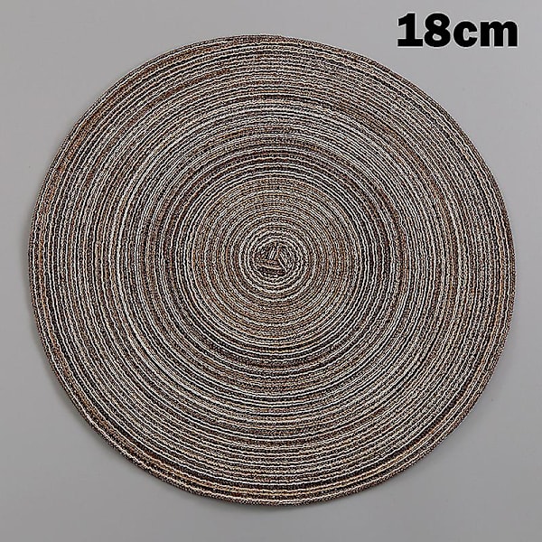Pyöreä puuvillainen lasinalunen, lämmönkestävä ruokapöydän lautanen, matto kotitalouskäyttöön, suojaa pöytää palamiselta Brown Pad Dyeing 18cm