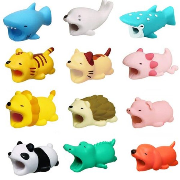 12PCS Line Bite Kabel för iPhone Animal Cord Accessories Protect