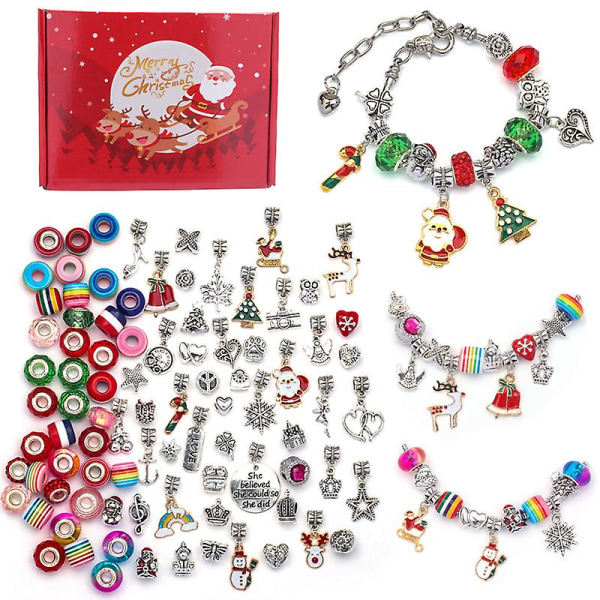 100 st Jul-tema Smyckespärlor DIY Armband Smyckestillverkningsset För DIY Smyckeshantverk