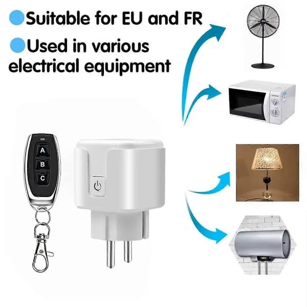 433Mhz trådløs fjernkontrollbryter Mini EU-plugg 220V 16A Black