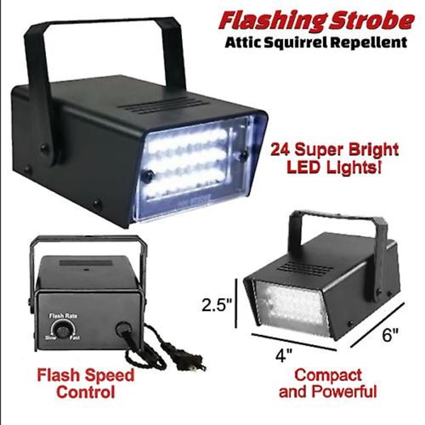 Mini LED Stroboskoplys med 24 Super Lyse 20w LED'er med Variabel Hastighedskontrol - Rox-St1