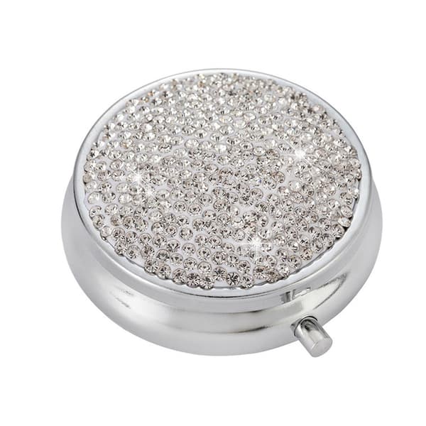 [LCS] Glitrende Rhinestone Pilleboks Vanntett Bærbar Organizer Utendørs Reise Solid Lang Levetid Pilleboks White