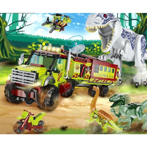 Tyrannosaurus Velociraptor Offroad Fordon Dinosaurier Figurer Leksaker Jurassced World|Blockar