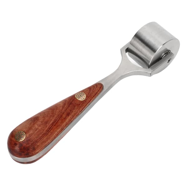 [LCS] Leather Press Edge Roller Stainless Steel Leather Roller with Wooden Handle Hand DIY Leather Tool