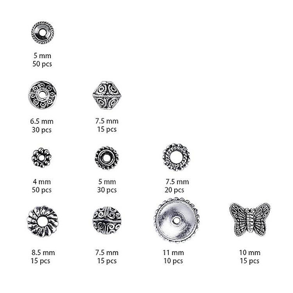 Antika Silver Spacer Pärlor Legering Smycken Pärlor Rör Metall Distanser Kompatibla med Armband
