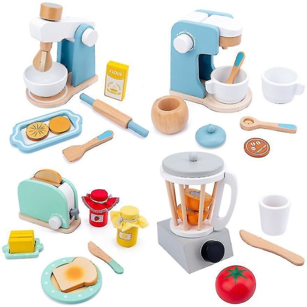 Simuleringslekhus Träleksak Kök Brödmaskin Juicepress Set