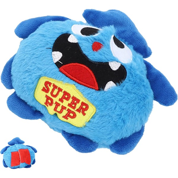 Elektrisk flipperspillmaskin for hunder, tegneseriemonster, leende hund, vibrerende lyd, plysj, motorisert underholdning, interaktivt kjæledyrleketøy Deep Blue Superman