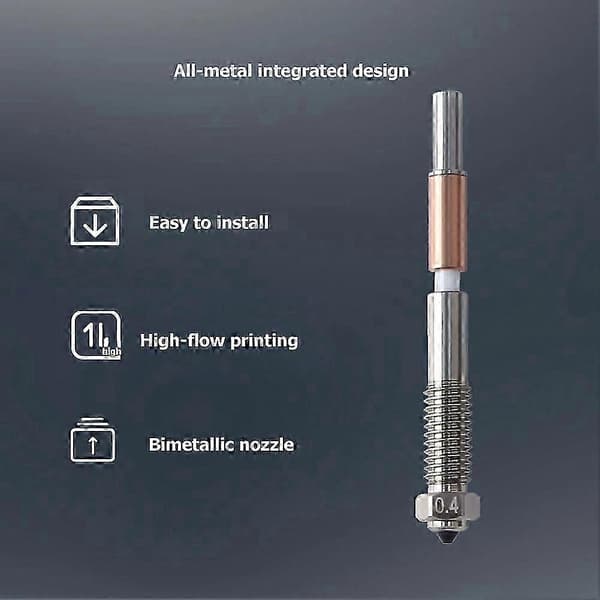 3D-printerdyseudskiftningsdele kompatible med QIDI Plus 4, 0,4 mm hærdet stål Quick-Removal dyser med 2 silikonebørster