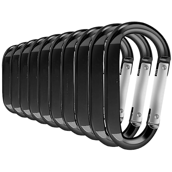 Karbinhake Set 10-pack Låsande D-ringformade Clips Utomhuskarbinhake