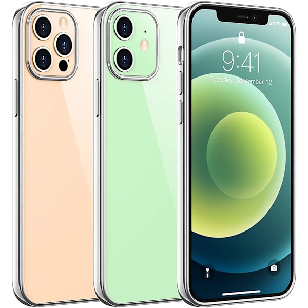 Kirkas suojakuori yhteensopiva iPhone 12 -kuoren/yhteensopiva iPhone 12 Pro -kuoren kanssa Metal Silver