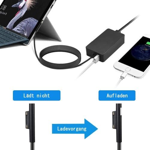[LCS]aifulo Strømforsyning 65 W Surface Pro Oplader 65 W 15 V 4 A Strøm