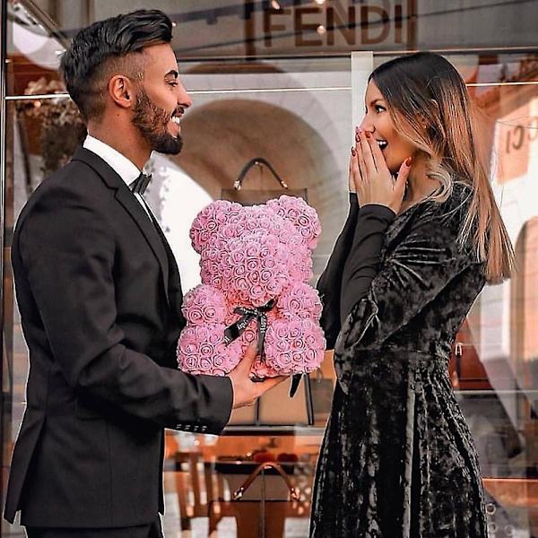 25cm/40cm Teddy Rosebjørn Valentinsdag Kvinner Gaver Kunstig Blomst Rosebjørn Juledekorasjon Til Hjemmet Cream 40cm