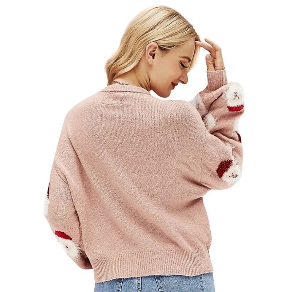 Dame Juletrøje Santa Hoved Mode Print Strikket Pullover M