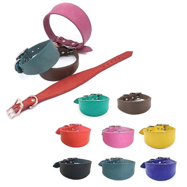 Halsbånd til kæledyr, brede læderhalsbånd, blødt for, justerbart halsbånd til hunde Red M
