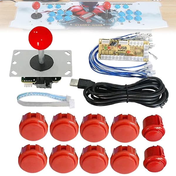 [LCS]Arcade-knappar Spel USB-kodare PC Joystick-kontroller DIY-kit Kompatibel med Mame Jamma-spel Blue