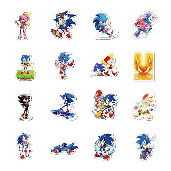 50 kpl Sonic Doodle -tarroja, animoituja tarroja, yhteensopivia kannettavan tietokoneen, matkatavaroiden ja mukin kanssa
