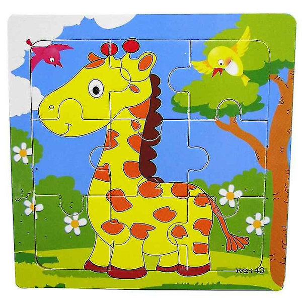 Træpuslespil med dyr til 3D mosaik, lærerigt for børn, til babys fødselsdag giraffe